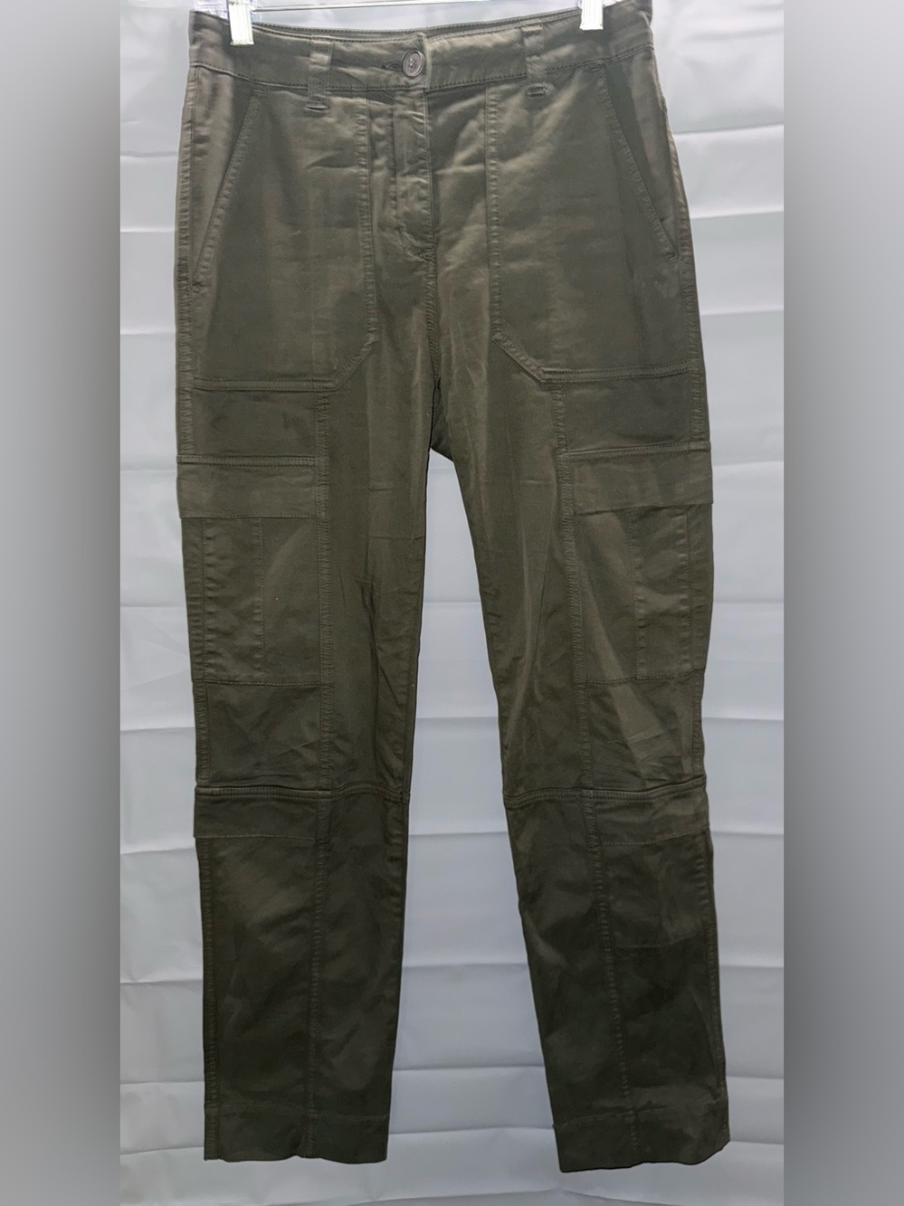 ME+EM Khaki Green Cotton Cargo Trousers Pants Size 4